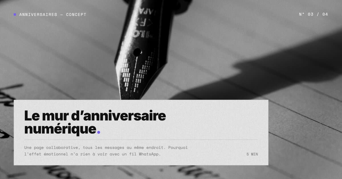 Mur d'anniversaire numérique — c'est quoi et pourquoi ça touche plus qu'un cadeau